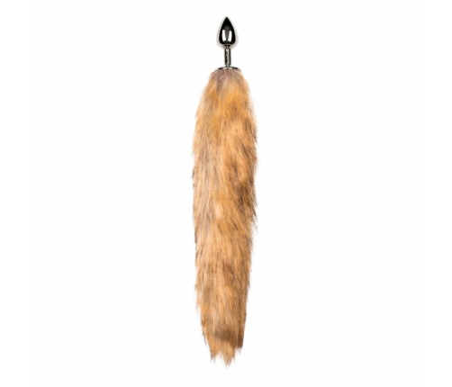 Rimba Aluminium Plug with Faux Fox Tail - Silver & Grey, Medium