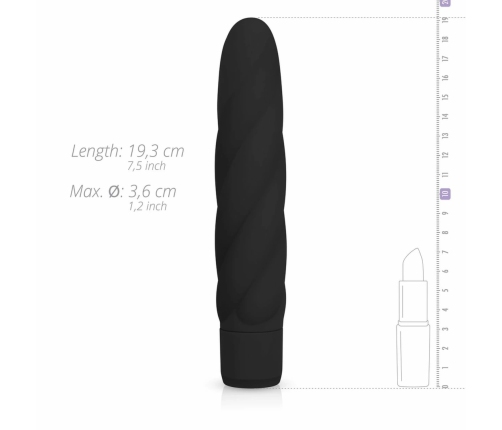 Dream Toys Black Velvety Silicone Massager with Ribbed Surface 19cm