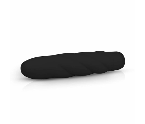 Dream Toys Black Velvety Silicone Massager with Ribbed Surface 19cm