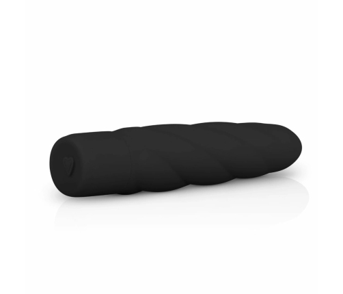 Dream Toys Black Velvety Silicone Massager with Ribbed Surface 19cm