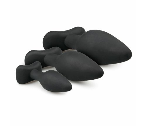 EasyToys Silicone Anal Training Plug Set Black - 3 Sizes, Flexible Design