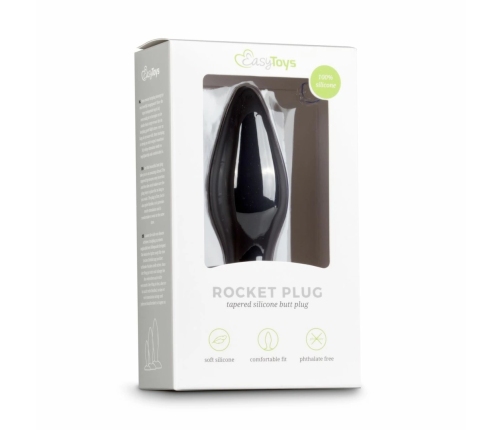 EasyToys Silicone Anal Plug Medium Black - Flexible Ergonomic Model