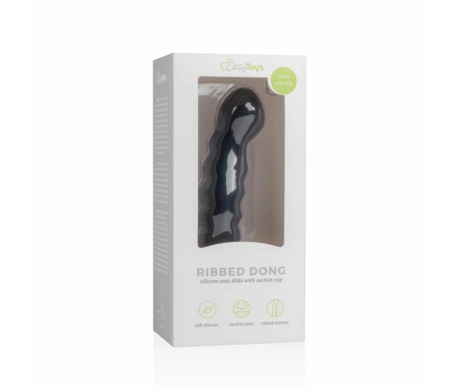 EasyToys Silicone Intimate Device Black with Suction Base 18 cm