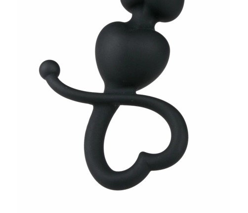 Easytoys Heart Handle Black Silicone Training Beads 19 cm