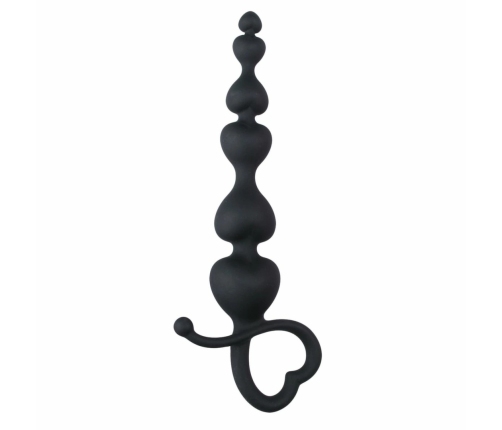 Easytoys Heart Handle Black Silicone Training Beads 19 cm