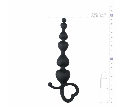 Easytoys Heart Handle Black Silicone Training Beads 19 cm