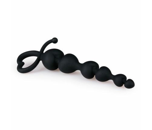 Easytoys Heart Handle Black Silicone Training Beads 19 cm