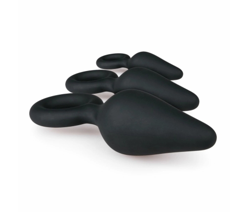 EasyToys Silicone Plug Set Black - 3 Sizes with Ergonomic Pull Ring