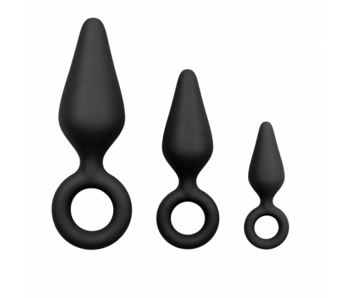 EasyToys Silicone Plug Set Black - 3 Sizes with Ergonomic Pull Ring