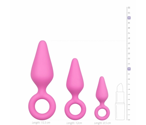 EasyToys Silicone Intimate Plug Set Pink - 3 Sizes, Pull Ring Handle