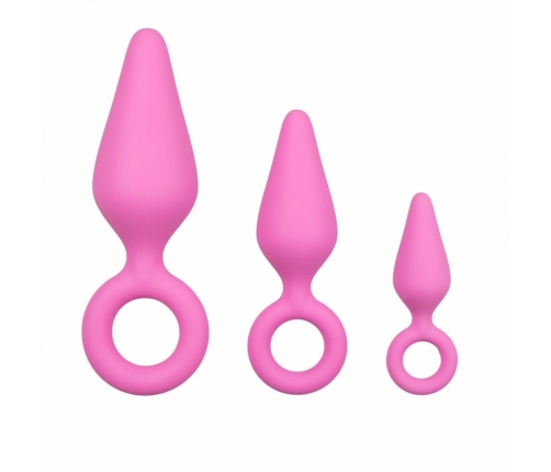 EasyToys Silicone Intimate Plug Set Pink - 3 Sizes, Pull Ring Handle