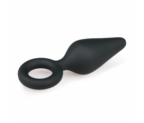 EasyToys Silicone Black Plug with Pull Ring - Small, Ergonomic Design