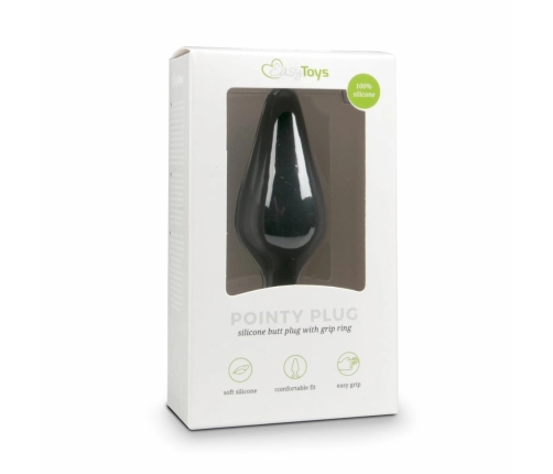 EasyToys Silicone Black Plug with Pull Ring - Small, Ergonomic Design