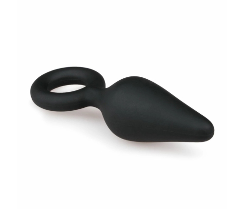 EasyToys Silicone Black Plug with Pull Ring - Small, Ergonomic Design