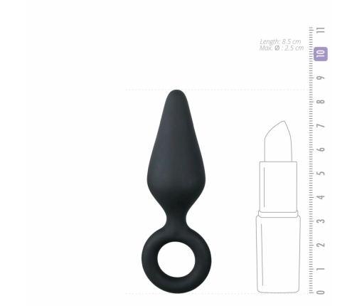 EasyToys Silicone Black Plug with Pull Ring - Small, Ergonomic Design