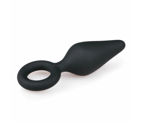 EasyToys Silicone Plug Medium with Pull Ring - Black, Ergonomic Design