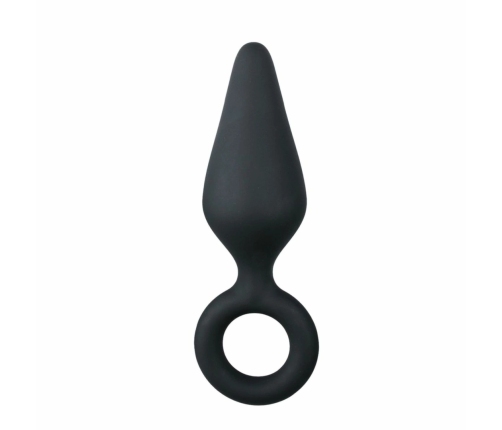 EasyToys Silicone Plug Medium with Pull Ring - Black, Ergonomic Design