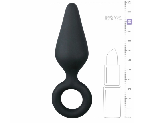 EasyToys Silicone Plug Medium with Pull Ring - Black, Ergonomic Design