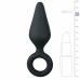 EasyToys Silicone Plug Medium with Pull Ring - Black, Ergonomic Design