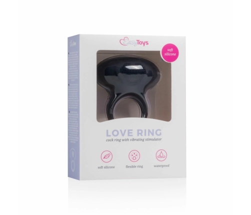 EasyToys Black Elastic Vibrating Ring with Removable Bullet Stimulator