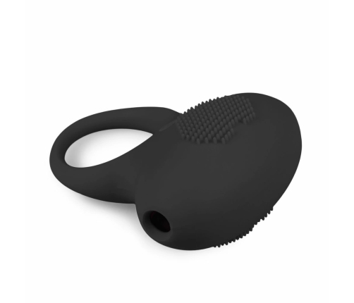 EasyToys Black Elastic Vibrating Ring with Removable Bullet Stimulator
