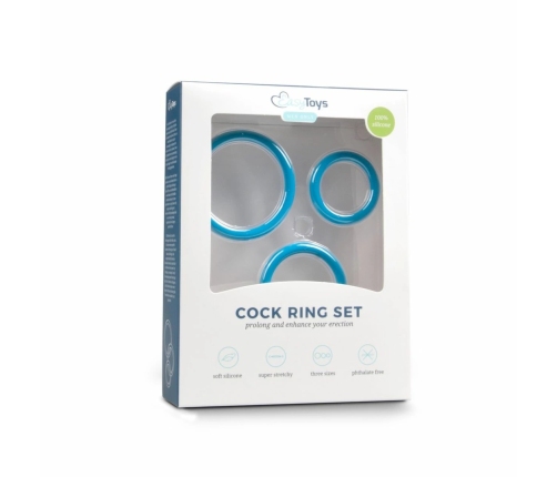 Mister B Three Size Silicone Ring Set Blue - Flexible Comfort System