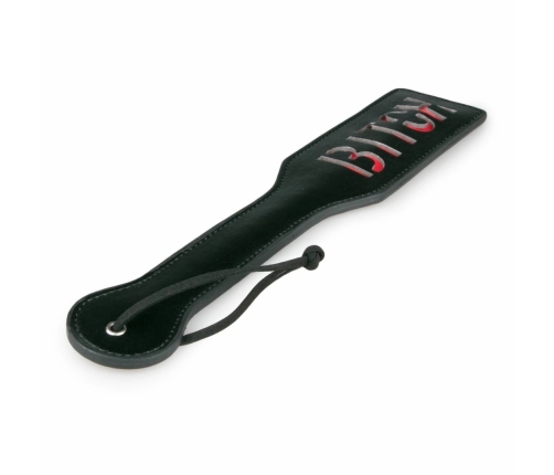 Ouch! Black Leather Paddle with Red Lettering - Ergonomic Handle