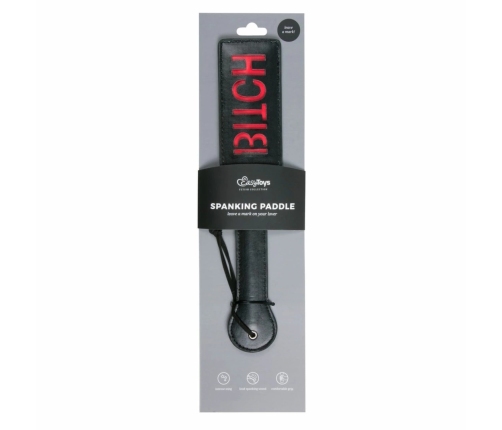 Ouch! Black Leather Paddle with Red Lettering - Ergonomic Handle