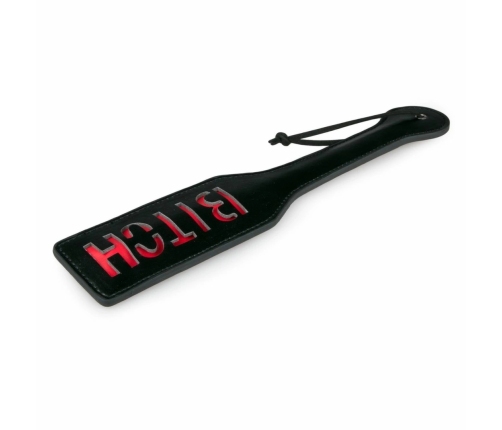 Ouch! Black Leather Paddle with Red Lettering - Ergonomic Handle