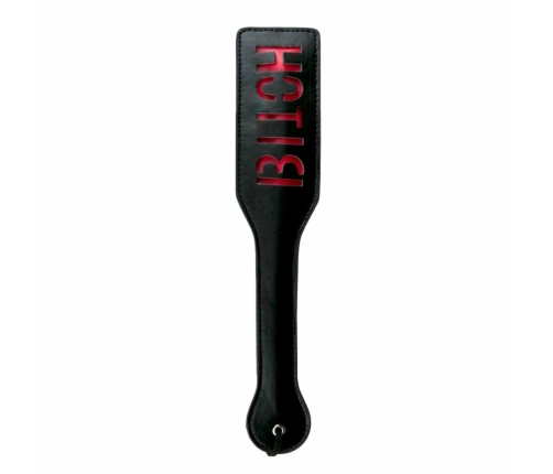 Ouch! Black Leather Paddle with Red Lettering - Ergonomic Handle