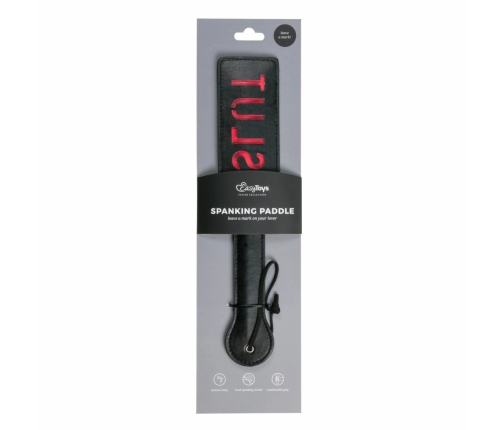 Ouch! Black Leather Impact Paddle with Red Inscription, Durable Design