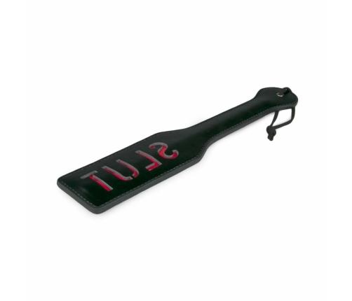 Ouch! Black Leather Impact Paddle with Red Inscription, Durable Design