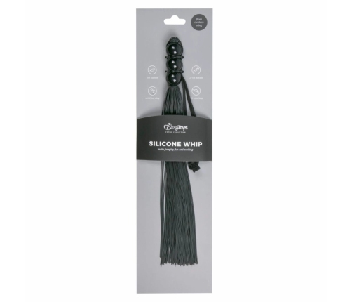 EasyToys Black Silicone Impact Whip with Ergonomic Handle 45cm