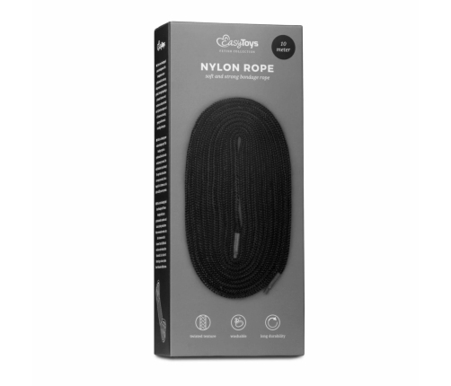 EasyToys Rope 10m Black - Durable Soft Nylon Bondage Cord
