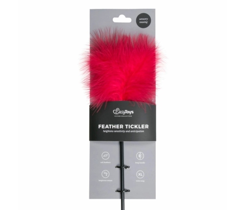 EasyToys Red Feather Tickler - Long Handle Sensual Accessory