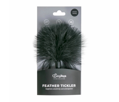 EasyToys Tickler Black - Soft Feather Accessory, Compact Handle