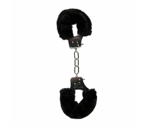 EasyToys Soft Plush Restraint Handcuffs Black Adjustable Lockable