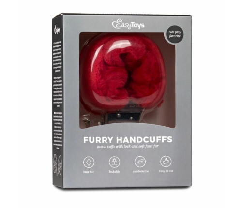 Ouch! Furry Handcuffs Red - Soft Plush Adjustable Restraint System