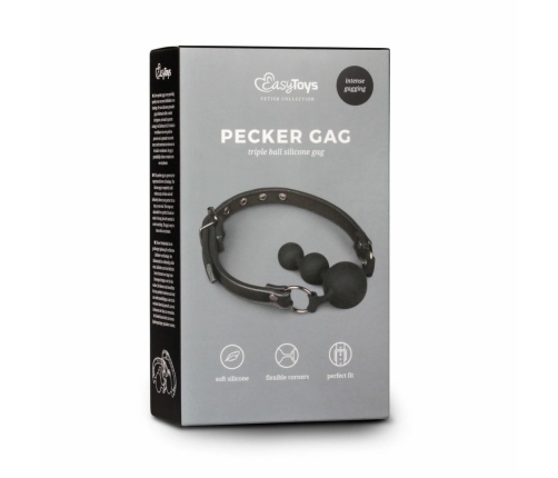 EasyToys Silicone Bead Gag Adjustable Strap Black 8718627528235