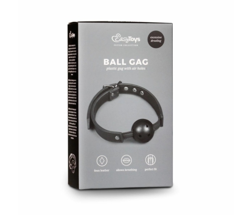 Easytoys Adjustable PVC Ball Gag Black - Faux Leather Comfort Strap