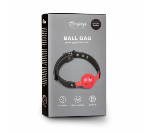 EasyToys Adjustable PVC Ball Gag Red - Comfortable Restraint Accessory
