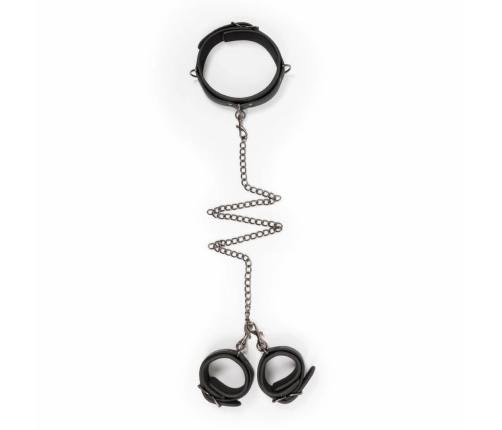 EasyToys Adjustable Faux Leather Bondage Collar with Detachable Handcuffs