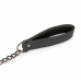 EasyToys Adjustable Faux Leather Collar with Metal Chains, Black