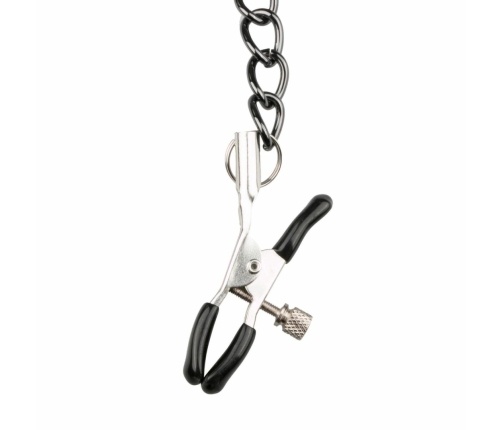 EasyToys Adjustable Faux Leather Collar with Metal Chains, Black