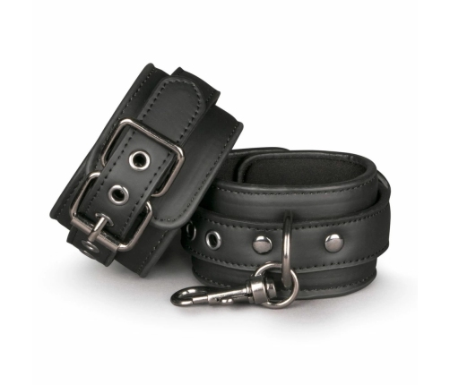 EasyToys Faux Leather Adjustable Handcuffs Black 11-28cm Soft Lining