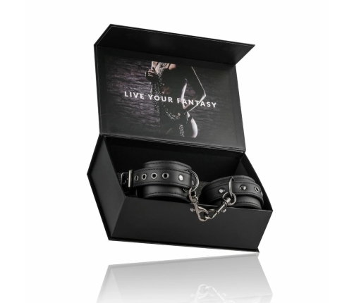 EasyToys Faux Leather Adjustable Handcuffs Black 11-28cm Soft Lining