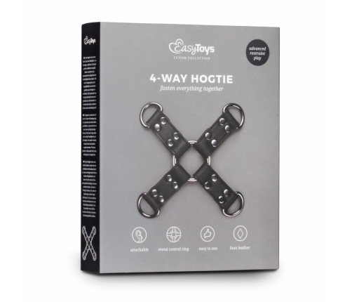 EasyToys Adjustable Leather Hogtie Restraint - Black Bondage Connector