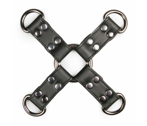 EasyToys Adjustable Leather Hogtie Restraint - Black Bondage Connector