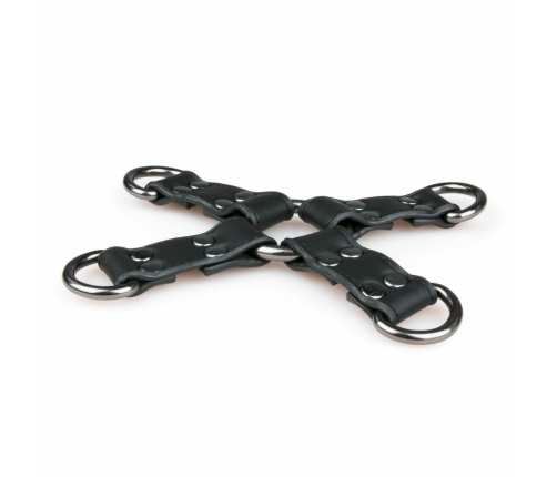 EasyToys Adjustable Leather Hogtie Restraint - Black Bondage Connector