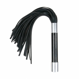 Kiotos Flogger with Metal Handle - Durable Faux Leather, Black, 45 cm